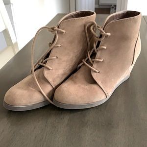 Madden girl taupe lace up wedge booties